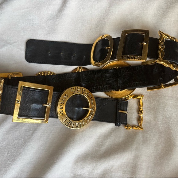 Chanel Black and Gold Leather Belts